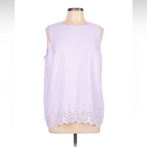 Banana Republic Laser-Cut Crepe Tank Sleeveless Blouse Large